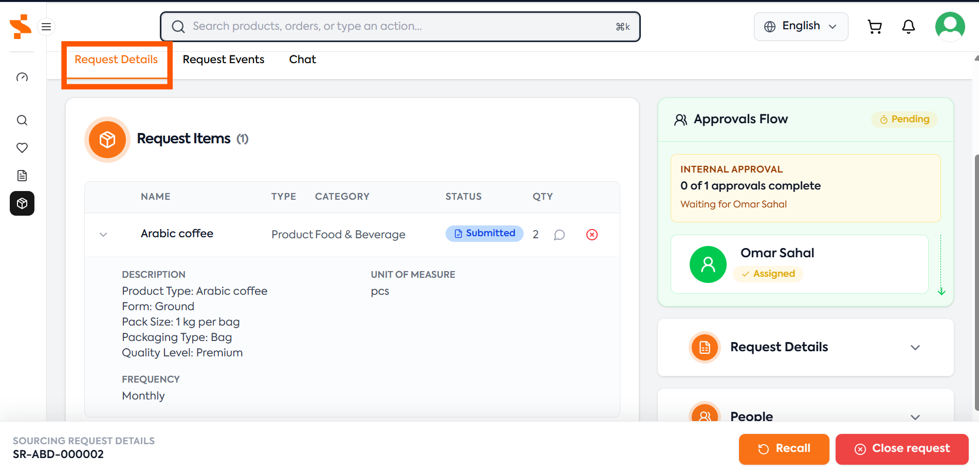 Sourcing Request Details Sourcing Request Details