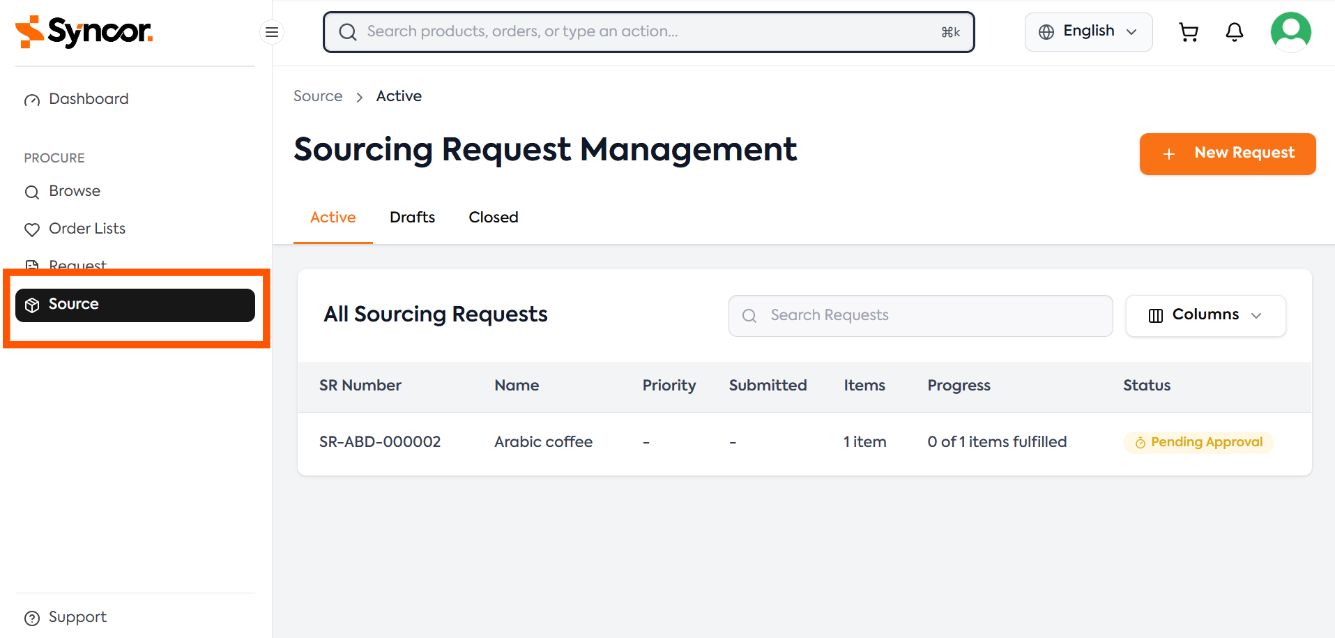 List sourcing requests